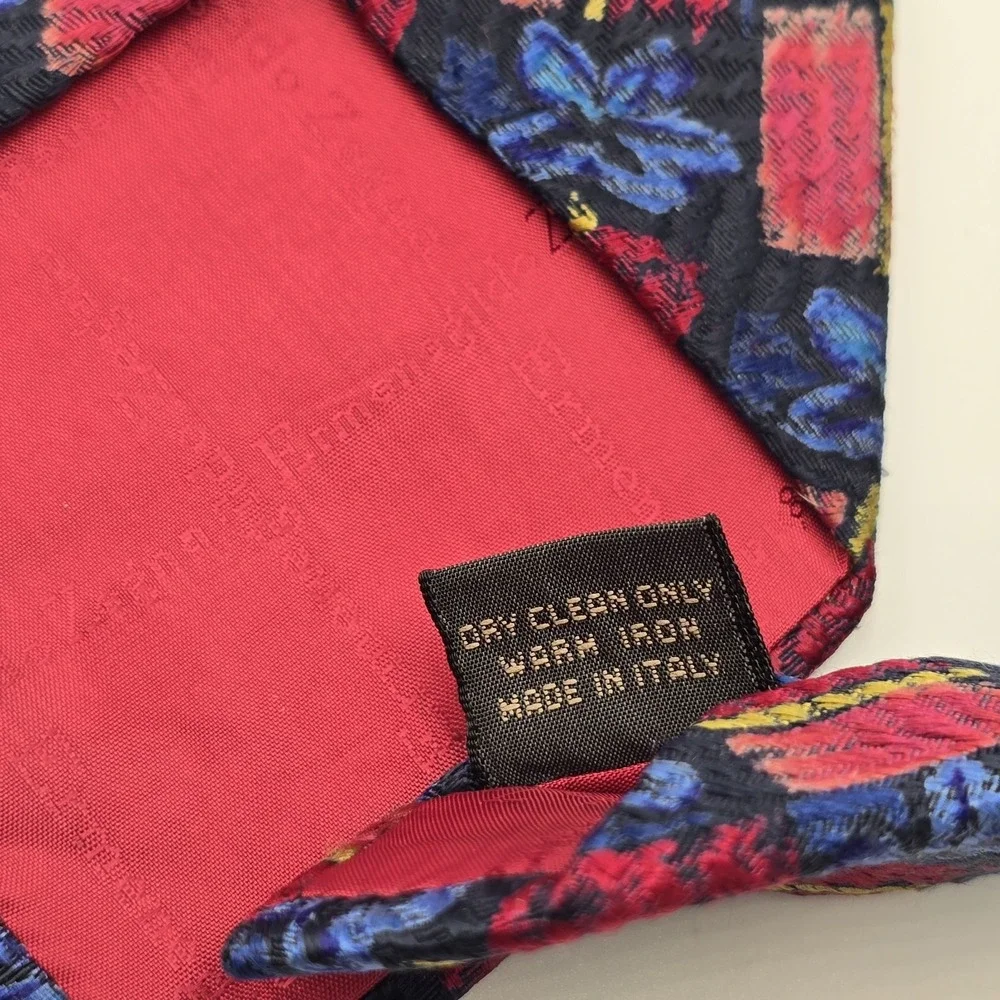Ermenegildo Zegna‎ Geometric Red Gold 100% Silk Italy Mens Neck Tie